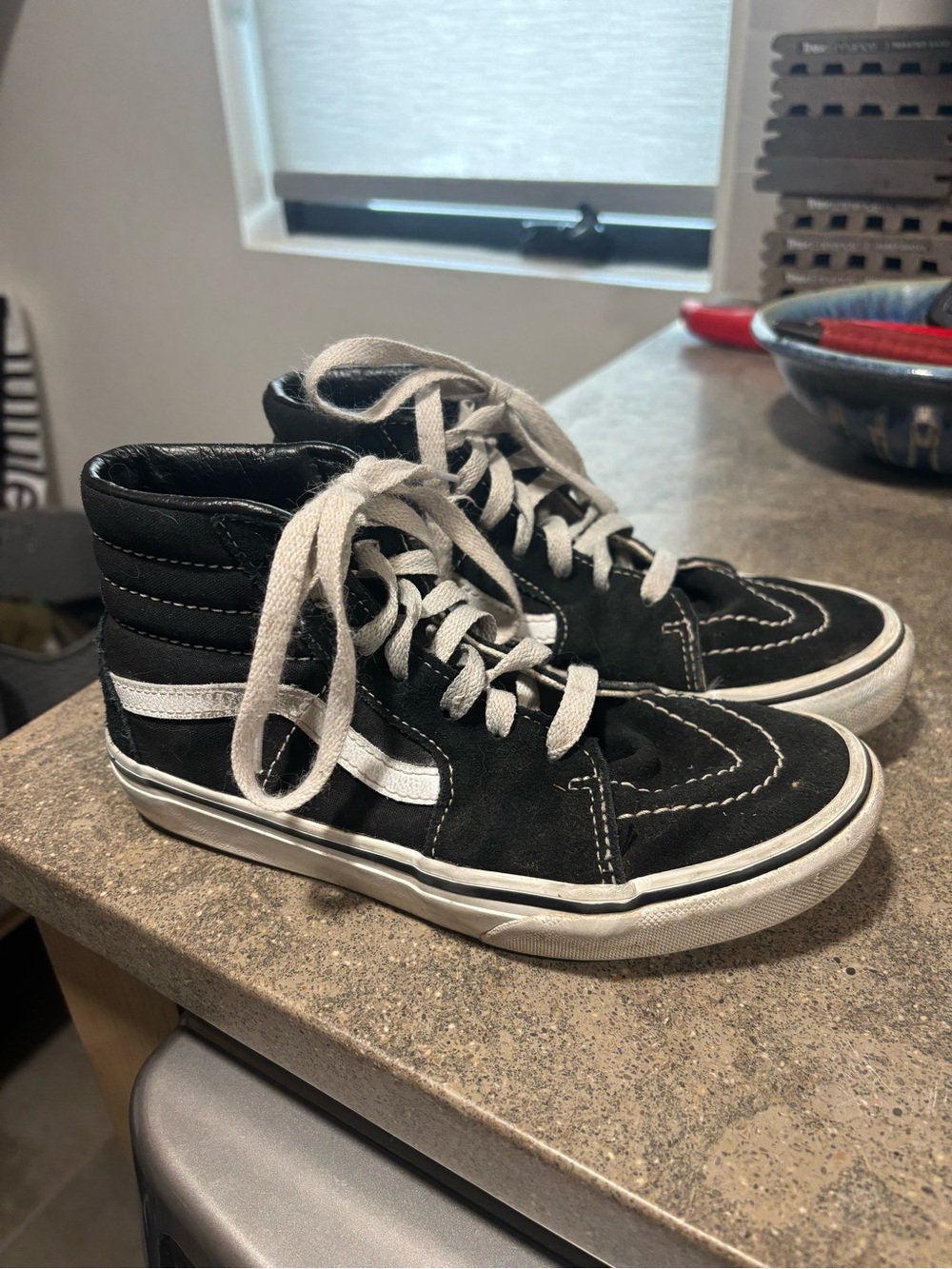 Vans Kids Black & White High-Top Skate Sneakers